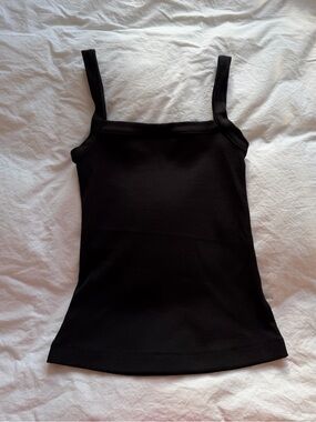 Charlie Holiday Black Ribbed Square Neck Tank